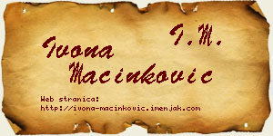 Ivona Mačinković vizit kartica